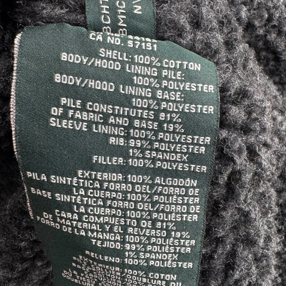 VTG GH Bass & Co Mens XL Black Canvas Sherpa Lined Hooded Workwear Jacket Bomber
